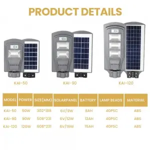 Radar Sensors Waterproof Ip65 30W 60W 90W 120W Outdoor All In One Solar Led Street Light