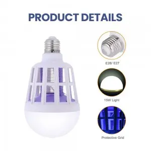 Bug Zapper Light Bulb, 2 in 1 Mosquitoes Killer Lamp Led Electronic Insect & Fly Killer