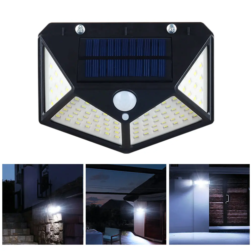 NEW 100pcsLED 1200mAh Body Sensor Light Control Dusk to Dawn Waterproof IP65 Outdoor Wall Mounted Solar LED Wall Lamp for Street