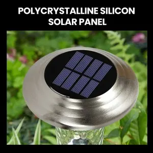 solar outdoor garden light pathway stake glass stainless steel led waterproof patio yard light