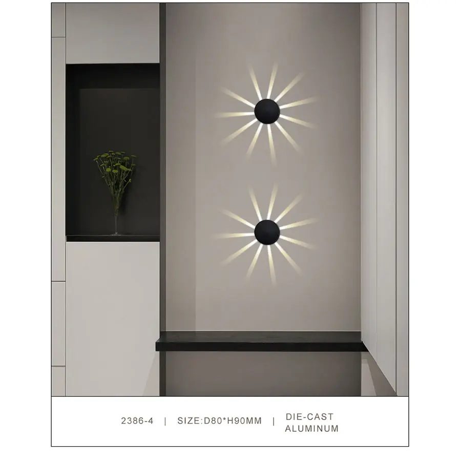 Cheapest Price Led High Bay Shed Lights - OutdoorIndoor External Wall Sconces Light Waterproof Fixture Door Gate Step Stair Surface Mount Lamp Black Warm White – Kasem detail pictures