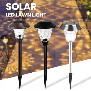 solar outdoor garden light pathway stake glass stainless steel led waterproof patio yard light