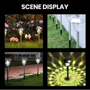solar outdoor garden light pathway stake glass stainless steel led waterproof patio yard light