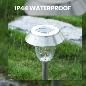 solar outdoor garden light pathway stake glass stainless steel led waterproof patio yard light