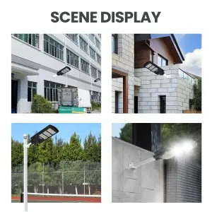 120W Solar Street Lights Outdoor II Dusk to Dawn Sensor Floodlight II 324 PCS LED IP65 High Brightness 15000mAh Battery Solar Streetlight with Remote Control