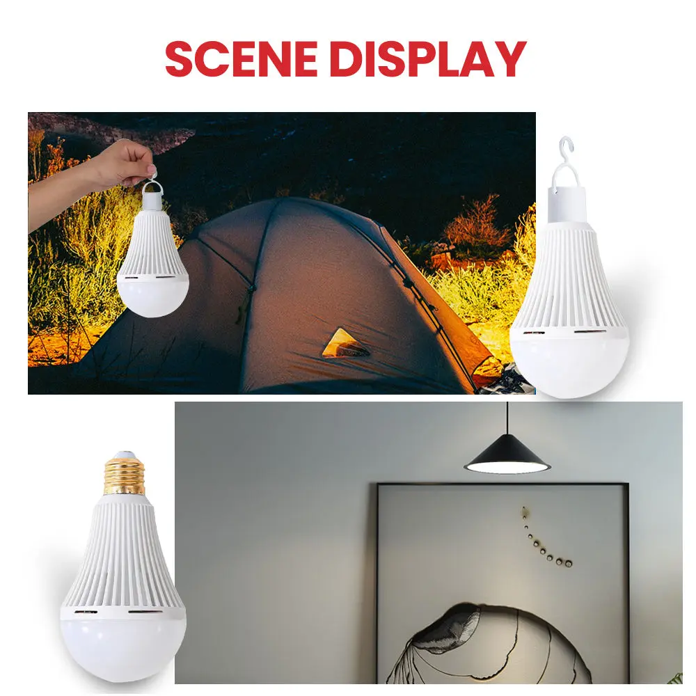 2021 wholesale price Retaining Wall Lights - Rechargeable Emergency Light Bulb for Power Outage Camping Outdoor Activity 9W 800LM E26 3000K 5000K – Kasem detail pictures