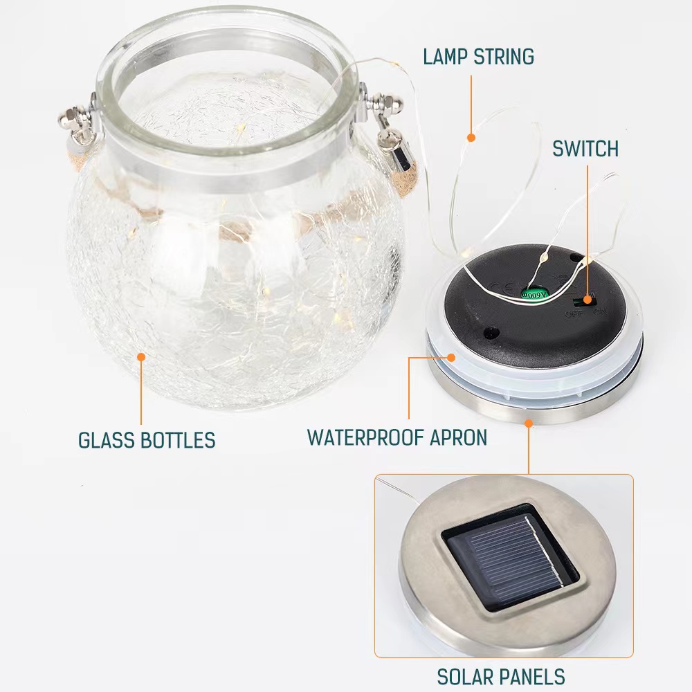 Factory Promotional Flood Light Fixtures - Solar Hanging Light Glass Jar Outdoor Solar Lamp Auto ON-OFF IP65 Waterproof Garden Lamp – Kasem detail pictures