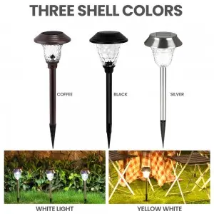 solar outdoor garden light pathway stake glass stainless steel led waterproof patio yard light