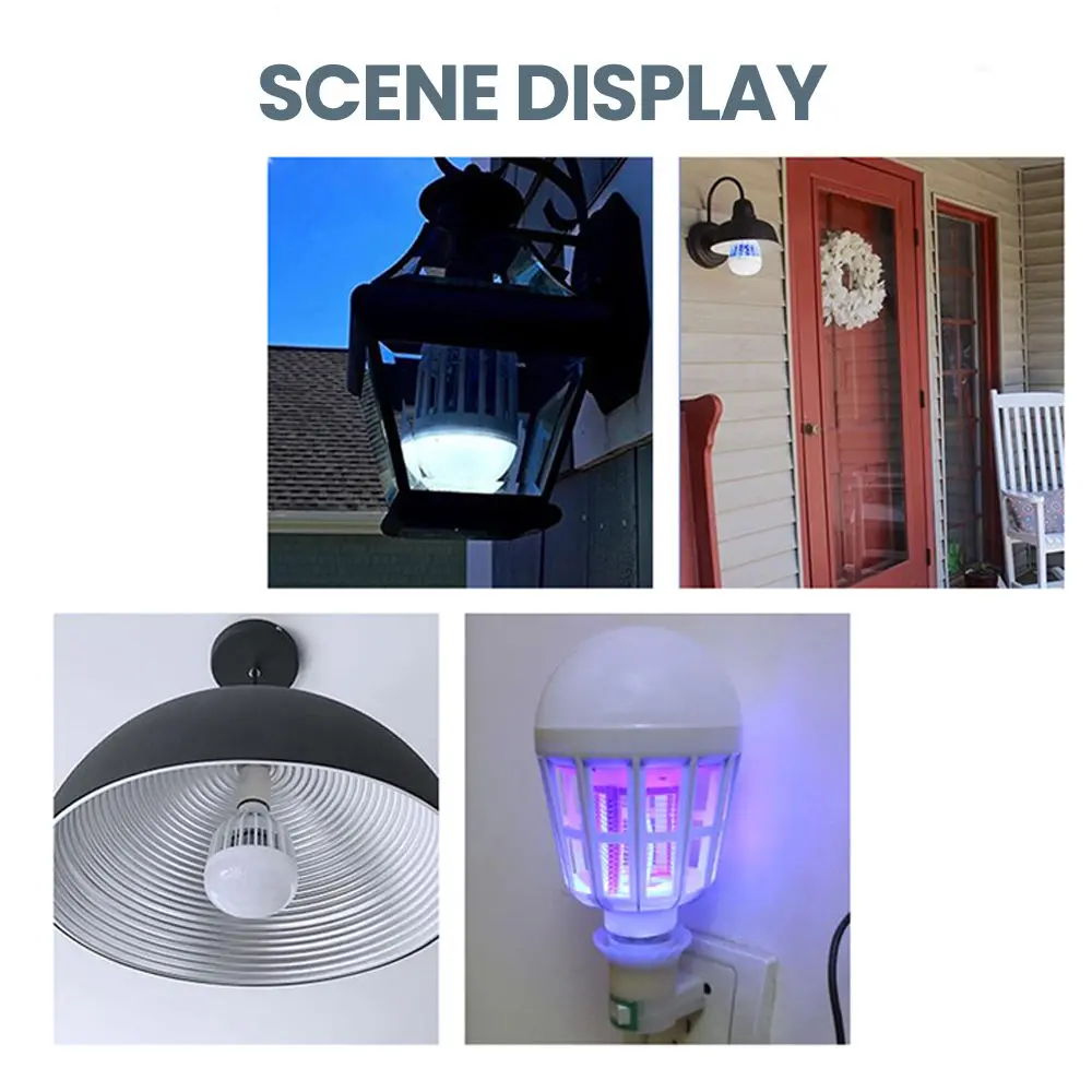 New Delivery for White Wall Lights - Bug Zapper Light Bulb, 2 in 1 Mosquitoes Killer Lamp Led Electronic Insect & Fly Killer – Kasem detail pictures