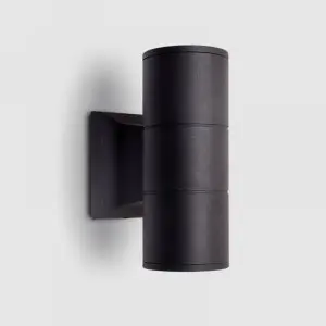 Modern Outdoor Porch Light Patio Light in 2 Lights with Matte Black Aluminum Cylinder and Tempered Glass