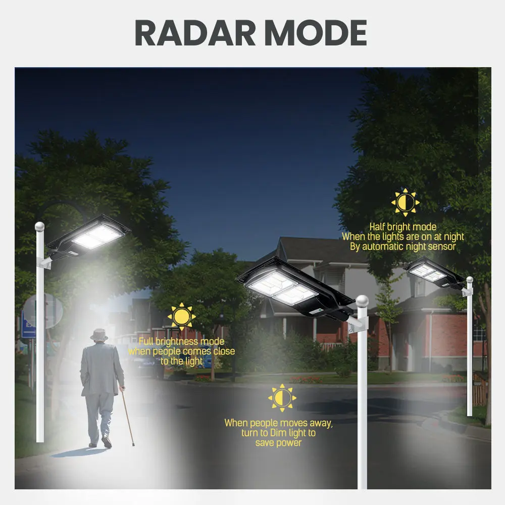 Factory Cheap Solar Garden Path Lights - 3 Modes Outdoor Wireless Led Solar Street Light Dusk To Dawn Motion Sensor Security Street Lamp With Remote Control – Kasem