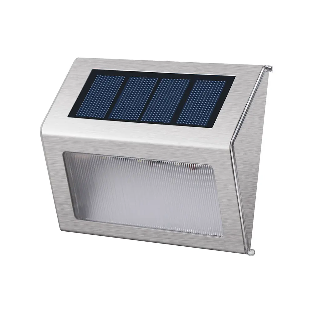 3 LED Solar Powered Step Lights Stainless Steel Outdoor Lighting for Steps Paths Patio Stair Auto OnOFF