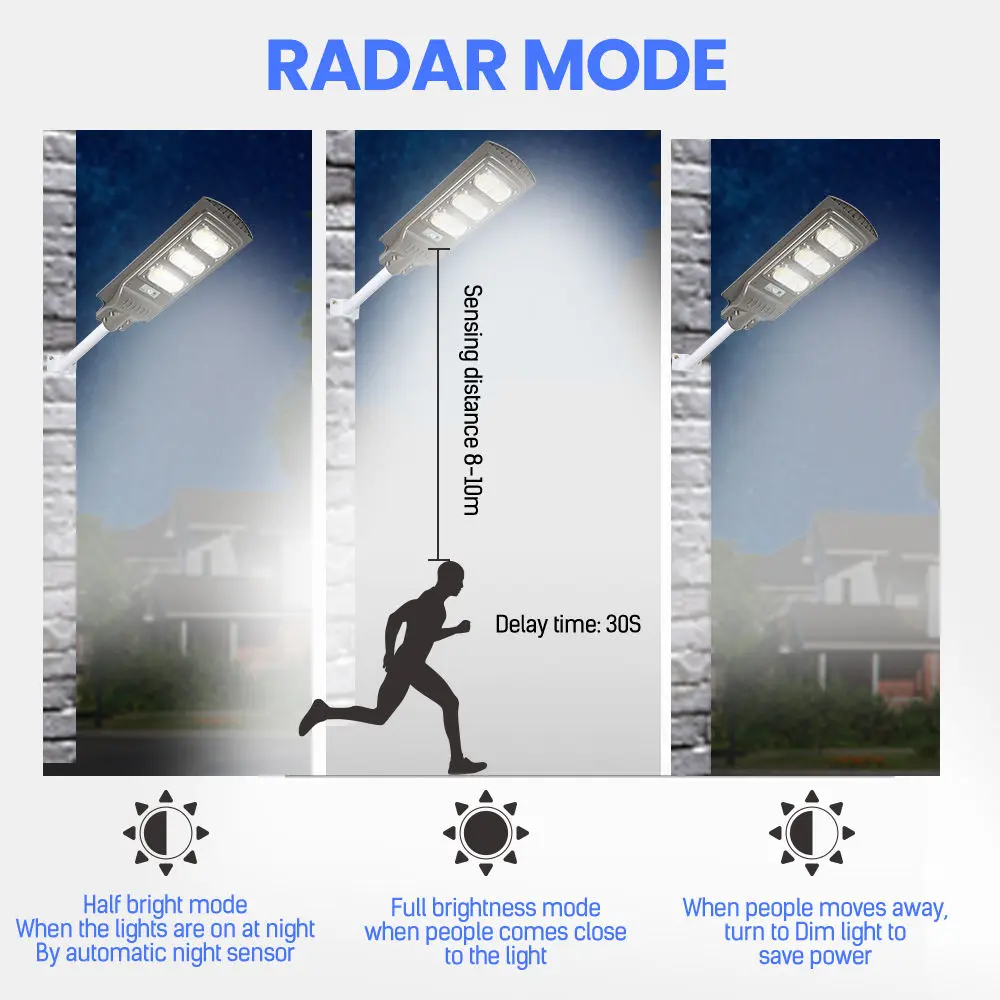 PriceList for Solar Led Security Light - Cheapest Price for Garden Road Home IP65 Radar Sensor Integrated Solar Street Light 30W 50W 100W 150W – Kasem detail pictures