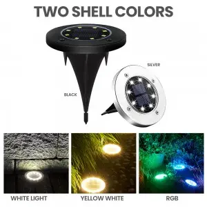 Solar Ground Lights 8 LED Solar Garden Lights Waterproof Outdoor Solar Disk Lights for Pathway Yard Walkway Patio Lawn Path