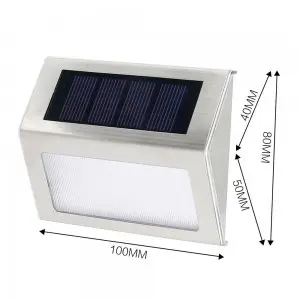 3 LED Solar Powered Step Lights Stainless Steel Outdoor Lighting for Steps Paths Patio Stair Auto OnOFF