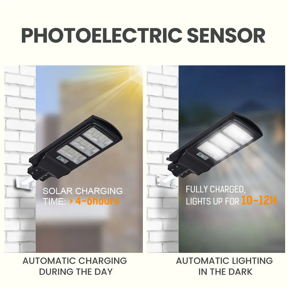 Factory wholesale Unusual Solar Garden Lights - Outdoor Solar Street Light, LED Solar Powered Parking Lot Lamp with Motion Sensor 6000K, Dusk to Dawn, Timer Switch – Kasem detail pictures