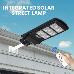 120W Solar Street Lights Outdoor II Dusk to Dawn Sensor Floodlight II 324 PCS LED IP65 High Brightness 15000mAh Battery Solar Streetlight with Remote Control